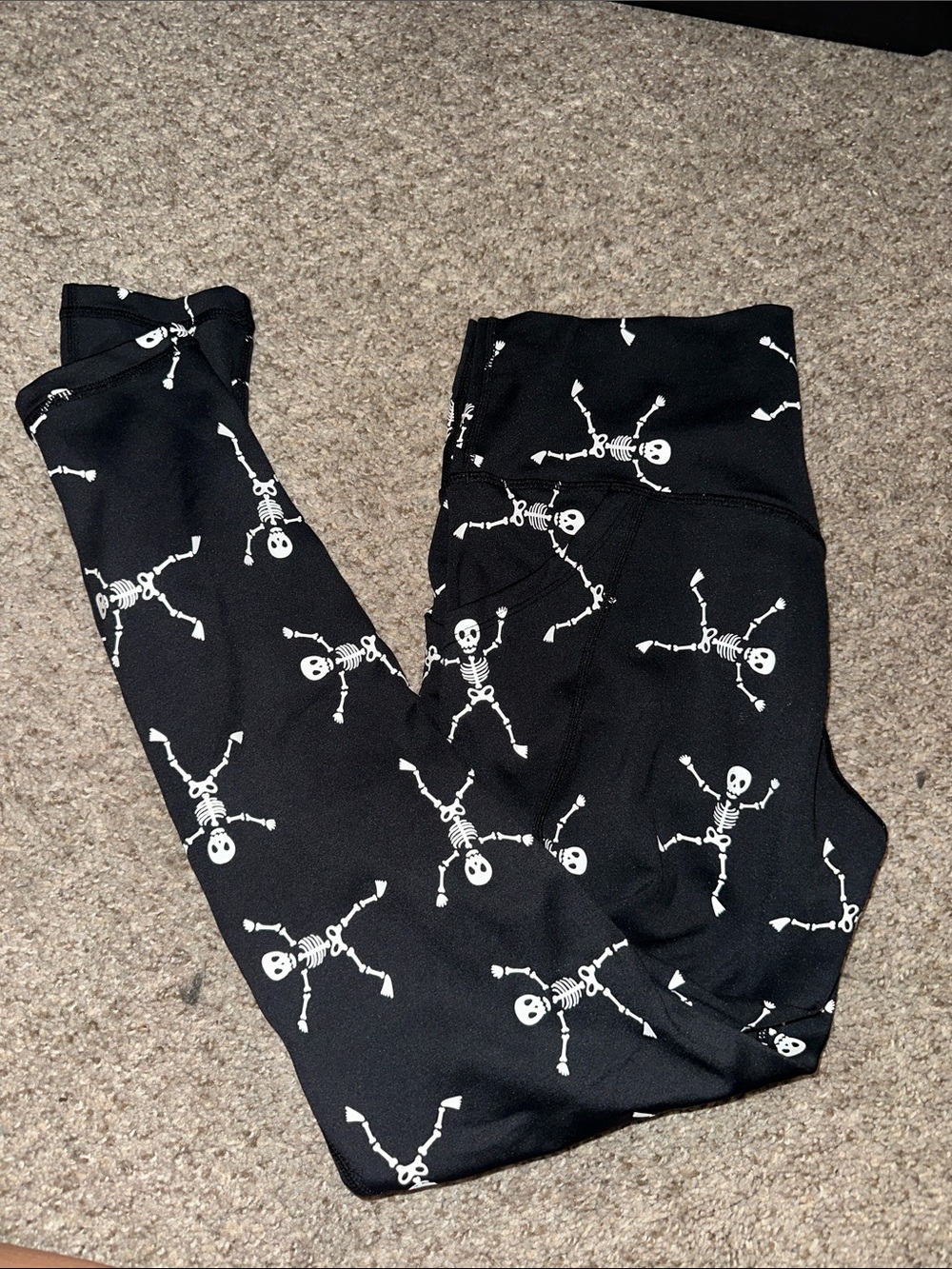 Black Skeleton Print Leggings for Women - Stretch Activewear